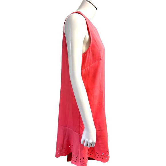 Ann Taylor LOFT Polyester Rayon Coral/Salmon Pink Sleeveless Shift Dress Size 4 - Picture 5 of 10
